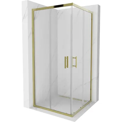 Produktbild von Mexen Rio štvorcová sprchová kabína 90 x 90 cm, transparentnéné, zlatá - 860-090-090-50-00