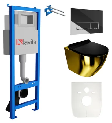 Produktbild von LAVITA WC-Set SOFI SLIM GOLD/BLACK LAV 101 LAV 200.3.2 spülrandlos Chrom