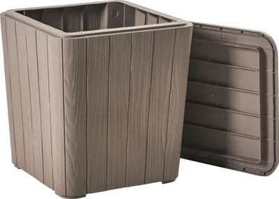 Produktbild von BELIANI Aufbewahrungsbox Taupe Kunststoff 40 x 42 cm für Garten Terrasse Outdoor Gartentruhe Auflagenbox Kissenbox für Textilien