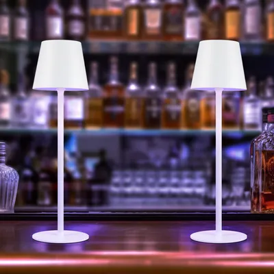 Produktbild von ZMH Tischlampe Kabellos LED Tischleuchte Nachttischlampe Touch Dimmbar 2er Schreibtischlampe Weiß IP54 Bettleuchte USB Aufladbar Metall Schlafzimmer