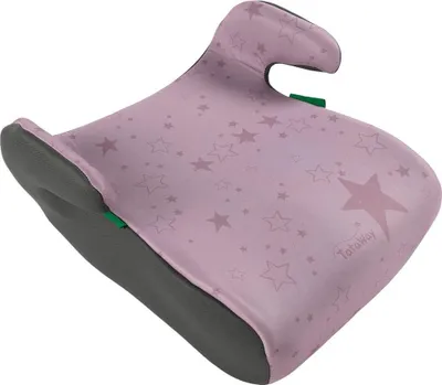 Produktbild von Tataway i-Size ECE R129/03 Sitzerhöhung. Kindersitzerhöhung für Kinder mit einer Körpergröße von 126 bis 150 cm. Sitzerhöhung mit Sternengrafik, Kindersitz auf rosa Hintergrund