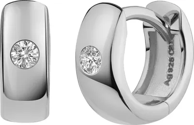 Produktbild von cai Klappcreolen 925/- Sterling Silber 0,9cm weiß Zirkonia weiß 274210177R
