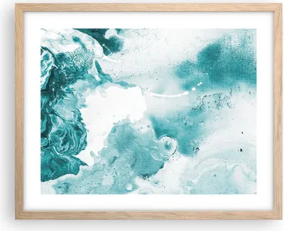 Produktbild von Gerahmtes Poster - Rahmen in heller Eiche - Abstraktion Meer Türkis - 50x40 cm - Wand Bild - Wanddeko - Wandbilder - Wandposter - Bilderrahmen - Bilder - Kunstdruck - Wandbild - P2NAA50x40-4268