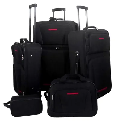 Produktbild von 5-teiliges Reiseset mit Koffern, Trolley und Handgepäck, Schwarz