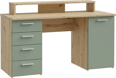 Obrázek produktu pro Nábytek24 Psací stůl Net106 Mt980-M823 se skříňkou a 4 zásuvkami Artisan Oak/Sage