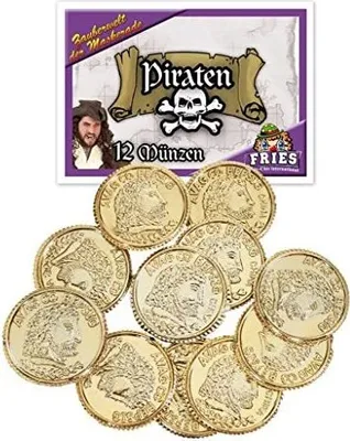 Produktbild von 12 Stück Piratengold Taler Seeräuber Gold Karneval Fasching Party Cosplay