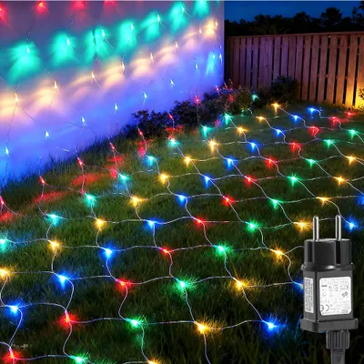 Zdjęcie produktu dla 2X2m 144 lampki LED siatka świetlna kolorowa siatka z 8 trybami funkcji pamięci wtyczka do krzewów ogród choinka impreza świąteczna oświetlenie świąteczne dekoracja