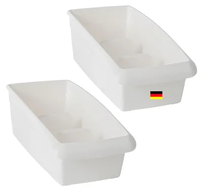 Produktbild von Novaliv 2er Set Kosmetik Organizer klein Schubladen Organizer Badezimmer - 25 x 12 cm WEISS Make-up Pinselhalter – für Schminkpinsel Eyeliner Lippenstift Lipgloss Kosmetikpinsel Behälter Schminke