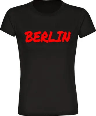 Produktbild von multifanshop Damen T-Shirt - Berlin rot - Textmarker, schwarz, Größe 3XL