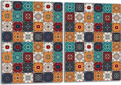 Immagine prodotto di Set di piastre di copertura per piano cottura 2x40x52 cm copertura per piano cottura in Vetroceramica alzatina in vetro, pezzo a mosaico