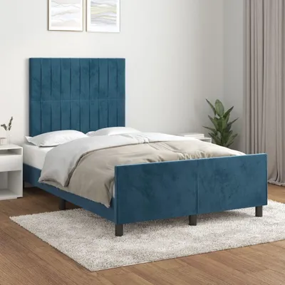 Image de Maison Exclusive - Sommier sans matelas bleu foncé 120x200 cm velours
