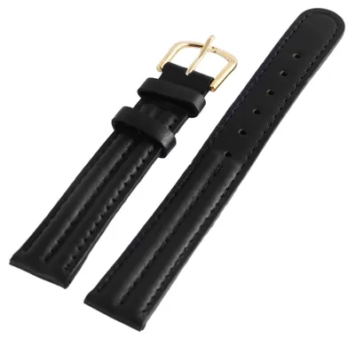 Produktbild von Basic Echtleder Armband in schwarz, glatt, gepolstert, 16 mm