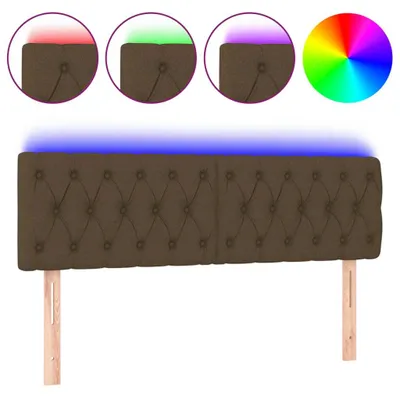 Immagine prodotto di vidaXL Testiera LED marrone scuro 144x7x78/88 cm Tessuto