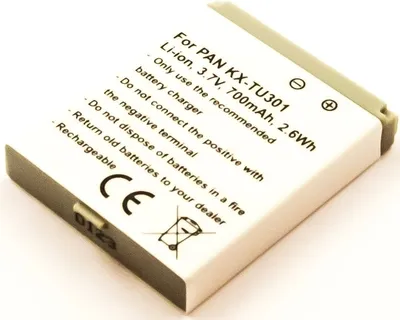 Produktbild von Akku für Panasonic KX-TU301 Li-Ion 3,7 Volt 700 mAh schwarz.