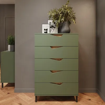 Image de Commode avec tiroirs Vicco Marelle Vert/Artisan 76x120cm avec 5 tiroirs, Model 57848
