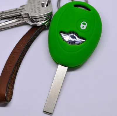 Produktbild von Auto Schlüssel Silikon Schutz Hülle Grün kompatibel mit Mini Cooper Cabrio Coupe Clubman 2 Tasten Funk Fernbedienung