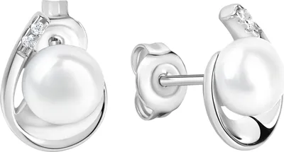 Produktbild von Zeeme Pearls Ohrringe Silber 925 rhodiniert Perle weiß 6,5-7mm Zirkonia