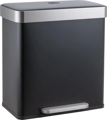 Produktbild von Famanu Abfalleimer 60 Liter mit 2 Fächern und Softclose-Deckel - Ideal zur Abfalltrennung