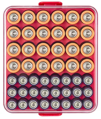 Productafbeelding van Batterij-organizer voor 48 AA AAA-batterijen, kunststof, transparante beschermende houder
