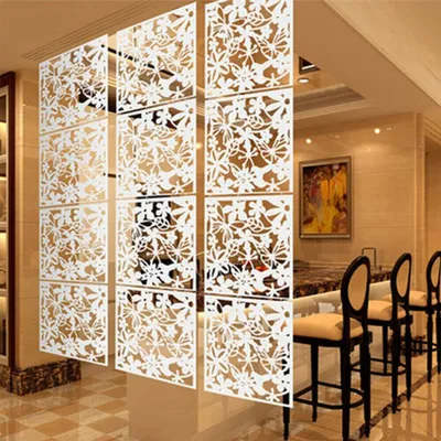 Produktbild von 12 kusů dutých rozdělovačů Flower Bird Pattern Hanging Screen Room Divider Home Wall Decal Samolepka na zeď