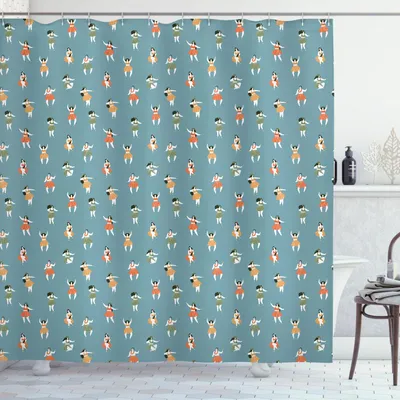 Produktbild von ABAKUHAUS Insel-Party Duschvorhang, Traditionelle Tropic Dancer Frau, die ethnische Zusammensetzung Aloha Hawaii, 175 x 180 cm, Mehrfarbig
