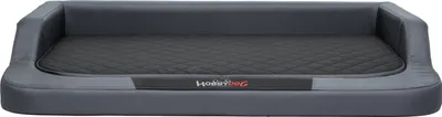 A dog bed is shown from the front on a white background.