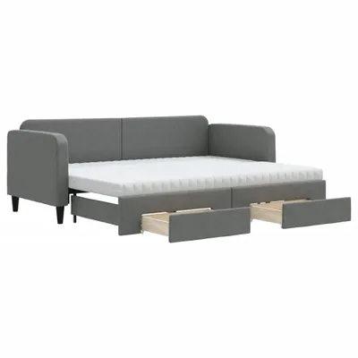 Immagine prodotto di Divano Letto Estraibile Cassetti Grigio Scuro 80x200cm Tessuto