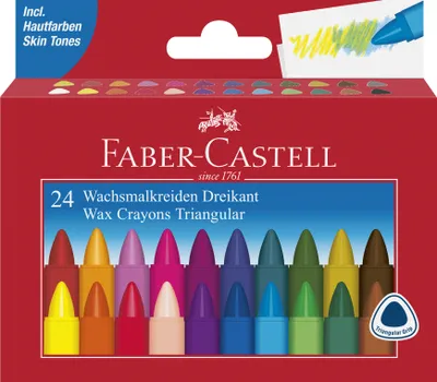 Produktbild von FABER-CASTELL Dreikant-Wachsmalkreide 24er Kartonetui