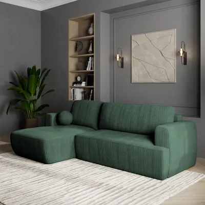 Produktbild von Masseno Ecksofa SENTI P L-S mit Schlaffunktion L-Form, Sofa mit Bettkasten, Wohnzimmersofa, Couch, Soffa, Bettsofa, Couchgarnitur- Grün, POSO 14