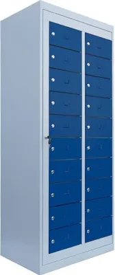 Produktbild von Lüllmann® Verteilerschrank, 2 Abteile, 20 Fächer, 1800 x 740 x 500 mm, lichtgrau/enzianblau