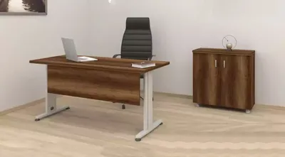 Productafbeelding van Complete kantoormeubelset: bureau voor studeerkamer + kast, planken, bureau (2-delig)