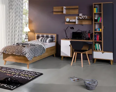Produktbild von Jugendzimmer Komplett-Set MARIBOR-132 mit Bett 90x200 in Eiche