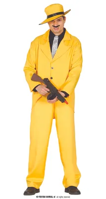 Imagen del producto de Traje de gangster amarillo para hombre, talla M - L, talla: M