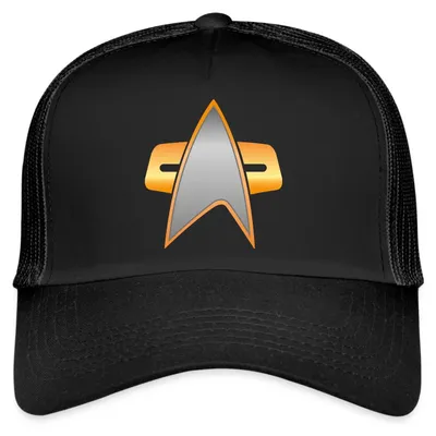 Produktbild von Spreadshirt Star Trek Voyager Crew Logo Trucker Cap, One size, Schwarz/Schwarz