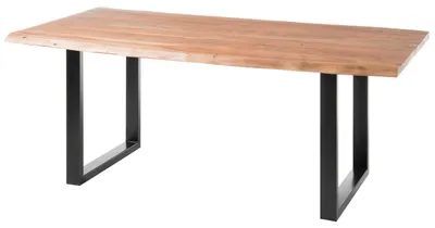Image de Table de salle à manger « INDIA » en bois massif d'acacia avec piètement en métal, rectangulaire, 180 cm
