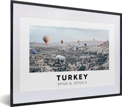 Produktbild von MuchoWow® Gerahmtes Poster Türkei - Kappadokien - Heißluftballon 40x30 cm - Poster mit Schwarzem Bilderrahmen Wandposter Rahmen Foto Bilder - Bilderrahmen - Poster im Rahmen
