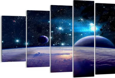 Produktbild von Bild auf Leinwand - Leinwandbild - Kosmos Planet - 150x100cm - Wand Bild - Wanddeko - Wandbilder - Leinwanddruck - Bilder - Kunstdruck - Wanddekoration - Leinwand bilder - Wandkunst - EG150x100-3575