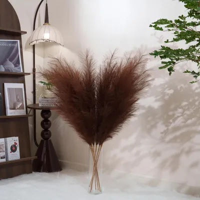 Obrázek produktu pro Umělé pampasové trávy, hnědé barvy, 8 kusů, výška 110 cm
