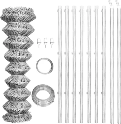 Produktbild von Maschendrahtzaun - Gartenzaun - mit Pfosten Stahl Verzinkt 15x1,25 m Silbern - Metallzäune CC711