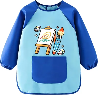 Imagen del producto de Clase 1: Delantal de pintura para niños de 8 a 10 años. Delantal de pintura para niños. Con bolsillos y mangas. Impermeable