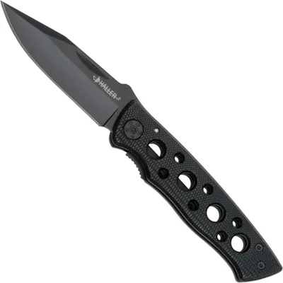 Immagine prodotto di Coltello tascabile con intaglio per rimuovere gli unghie, con lama nera e finitura zigrinata