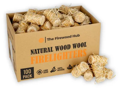 Produktbild von Anzündwürfel Feueranzünder Anzündhilfe - 100 Stück - Holzwolle und Wachs - Geruchlos - Für Holzöfen, Grill und Kamin