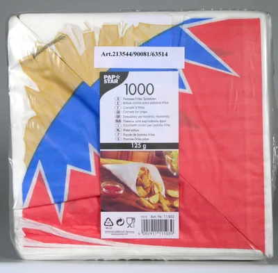 Zdjęcie produktu dla Papstar Pommes-Frites-Spitztüten 27x19x19cm 1000 Stück 1er Pack