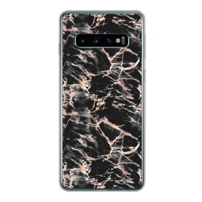 Produktbild von MuchoWow® Handyhülle Schutzhülle Hülle für Samsung Galaxy S10 Roségold - Marmor - Muster - Schwarz Silikon Softcase Handy Hülle - Handytasche