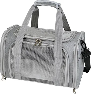Imagen del producto de Transportín para gatos y perros de hasta 5,5 kg, con dimensiones de 40 x 25 x 25 cm, de color gris, para transporte