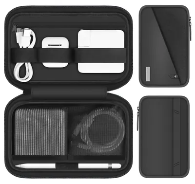 Elektronik-Organizer Reisekabeltasche, wasserabweisend, Schwarz