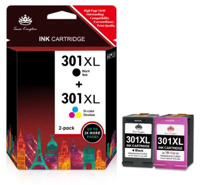 A product image showing the packaging of ink cartridges and two individual ink cartridges.