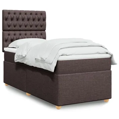 Produktbild von Langlebige Boxspringbett mit Matratze Dunkelbraun 90x190 cm Stoff Gästebett mit Lattenrost Möbel2164935