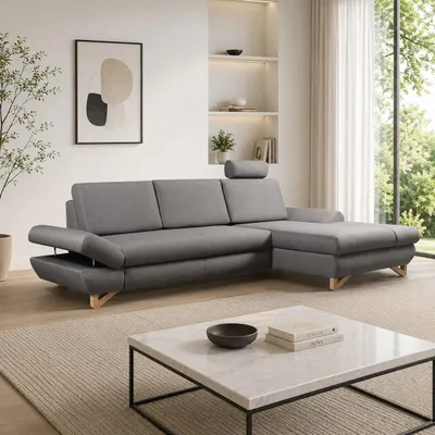 Produktbild von Ecksofa "LUCIA" mit Schlaffunktion und Bettkasten; Modernes Schlafsofa