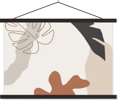 Produktbild von MuchoWow® Textilposter Sommer - Blätter - Weiß 60x40 cm mit schwarzem Rahmen - Hölzernes